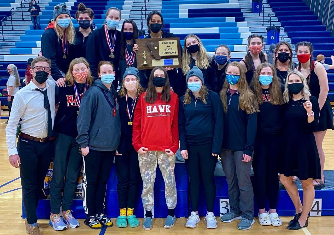 2021 Class AA girls state swim champions - Bozeman Hawks